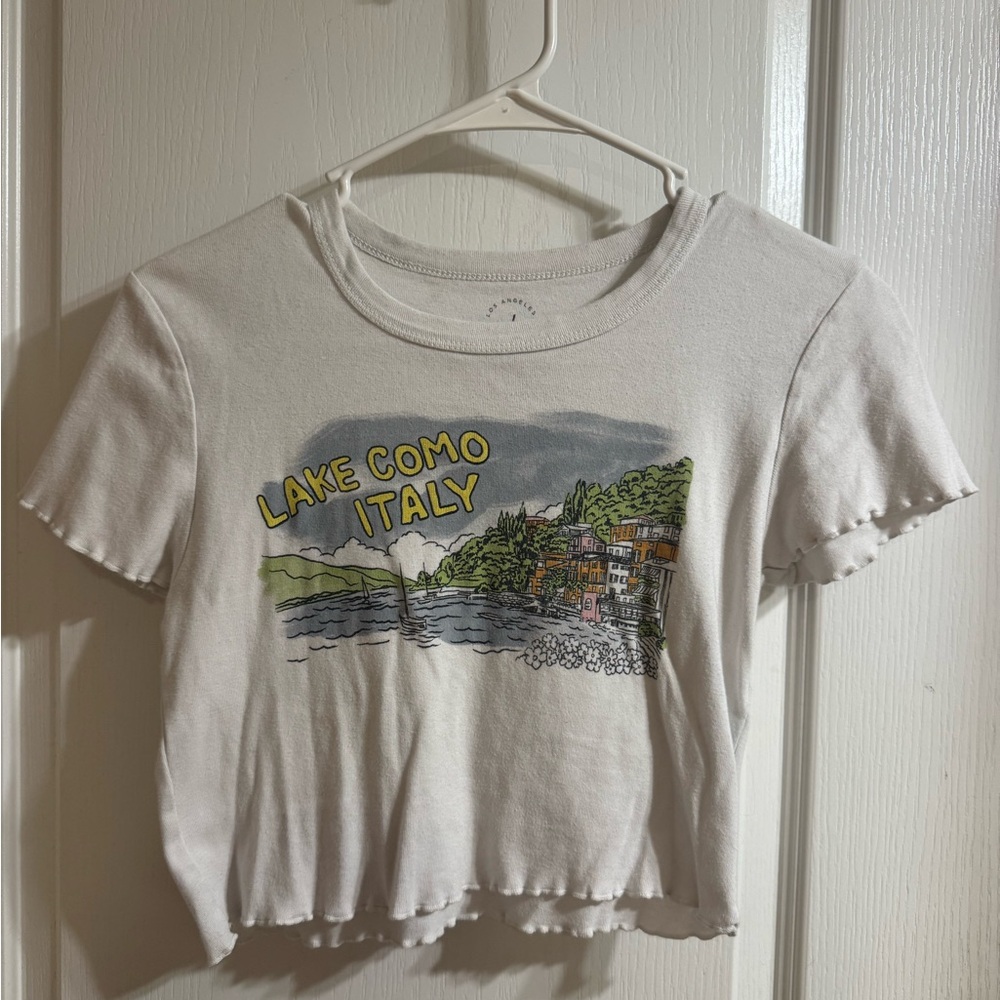 PacSun White Lake Como Italy Graphic Crop Top